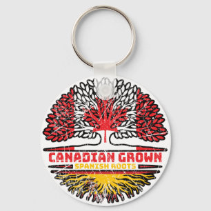 Spain Spanish Canadian Canada Tree Roots Flag Key Ring