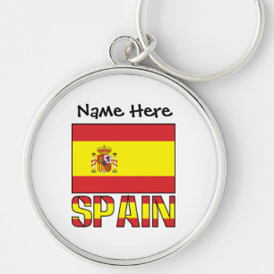 Spain Spanish Flag Black Personalisation  Key Ring