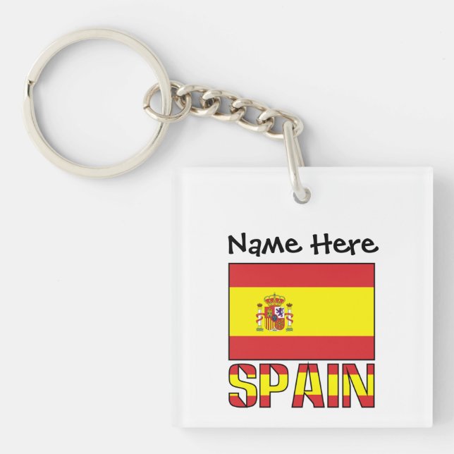 Spain Spanish Flag Personalised Name  Key Ring (Front)