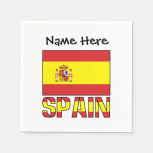 Spain Spanish Flag Personalised Name  Napkin