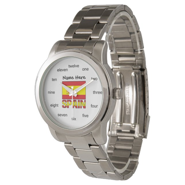 Spain Spanish Flag Personalised Name  Watch (Angled)
