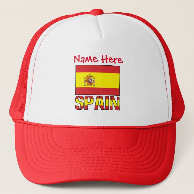 Spain Spanish Flag Red Personalisation  Trucker Hat (Front)