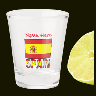 Spain Spanish Flag Red Personalised  Shot Glass