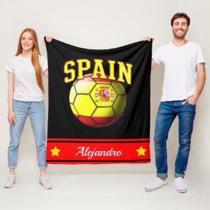 Spain Spanish Flag Soccer Ball Name Fleece Blanket