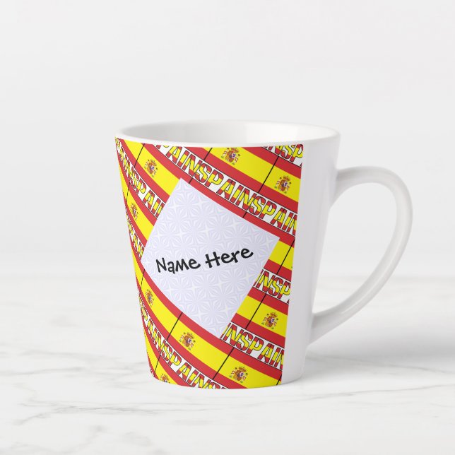 Spain Spanish Flag Tiled Personalised  Latte Mug (Right)