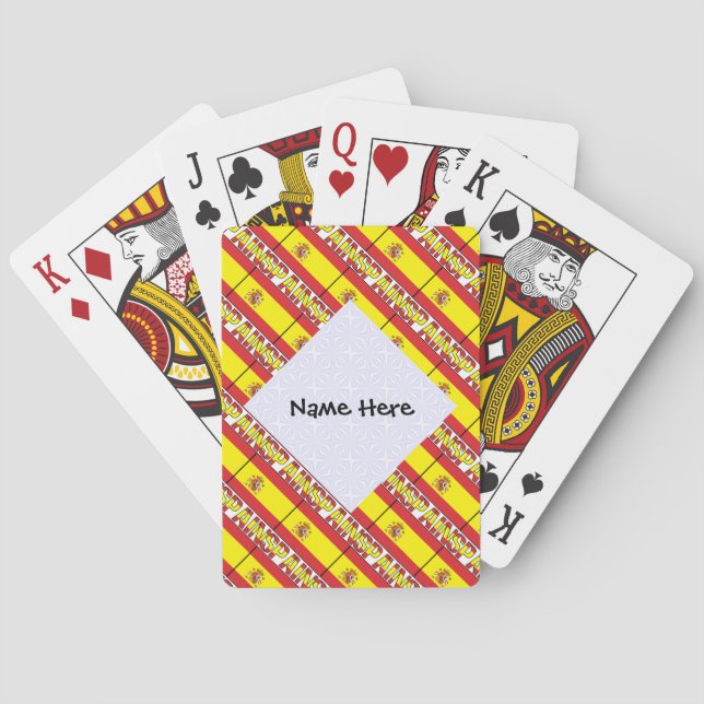 Spain Spanish Flag Tiled Personalised Name  Playing Cards (Back)