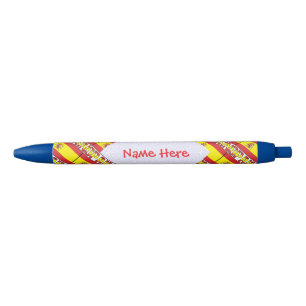 Spain Spanish Flag Tiled Red Personalised Blue Ink Pen