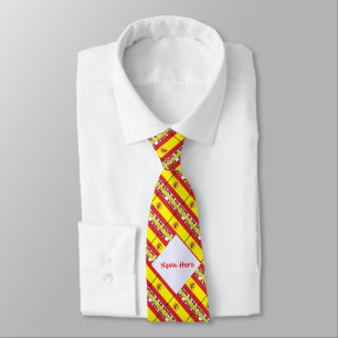 Spain Spanish Flag Tiled Red Personalised Tie