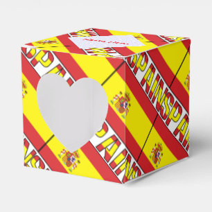Spain Spanish Flag Tiled Red Personalized Heart Favour Box