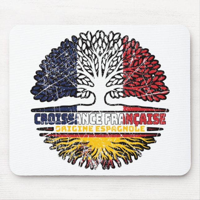 Spain Spanish French France Tree Roots Flag Mouse Pad (Front)