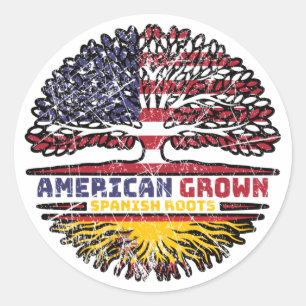 Spain Spanish US American USA United States Tree Classic Round Sticker