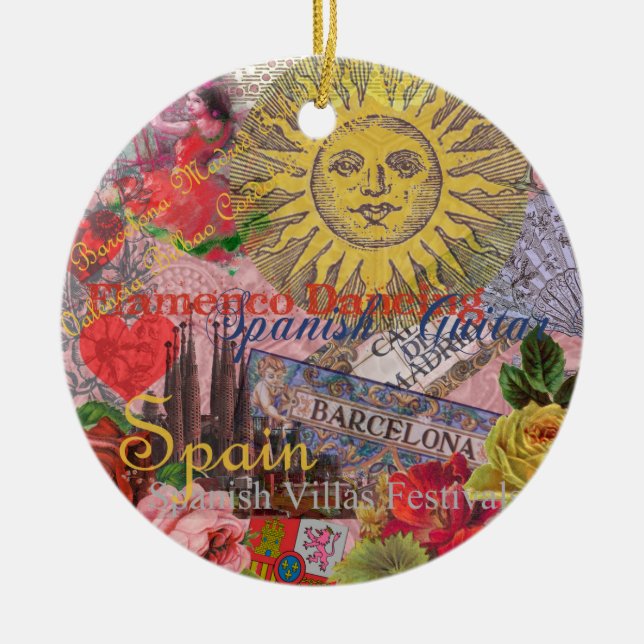 Spain Sunshine Spanish Travel Art Ceramic Ornament (Front)
