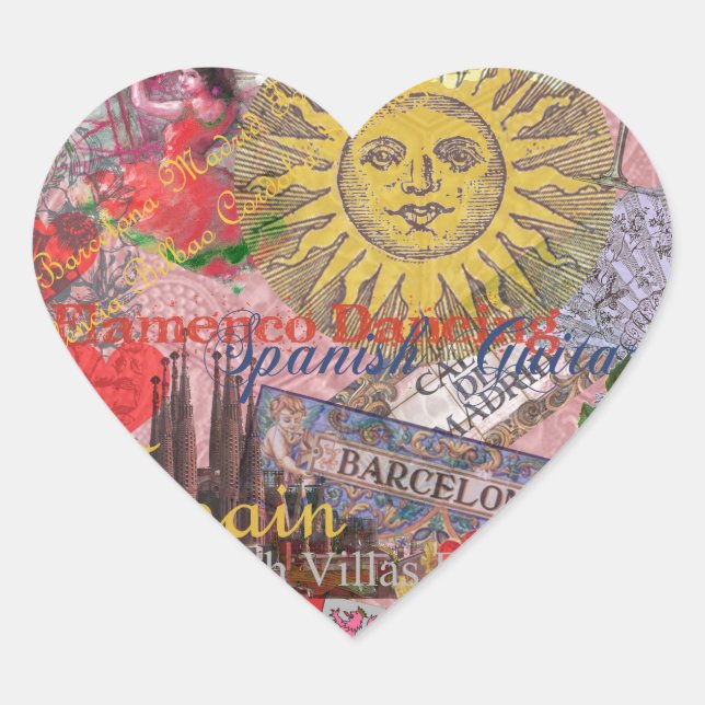 Spain Sunshine Spanish Travel Art Heart Sticker (Front)