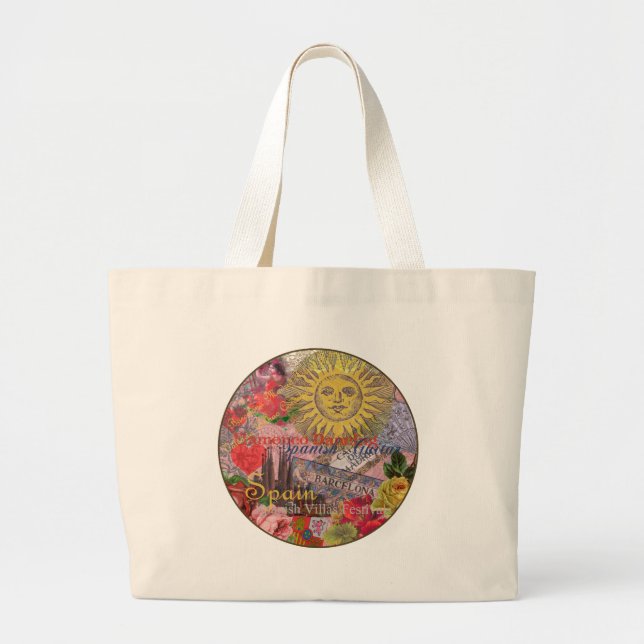 Spain Sunshine Spanish Travel Art Large Tote Bag (Front)