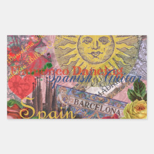 Spain Sunshine Spanish Travel Art Rectangular Sticker