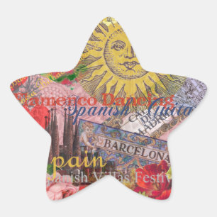 Spain Sunshine Spanish Travel Art Star Sticker