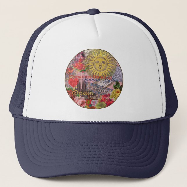 Spain Sunshine Spanish Travel Art Trucker Hat (Front)