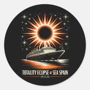 Spain Total Solar Eclipse 2026 At Sea Cruise Print Classic Round Sticker