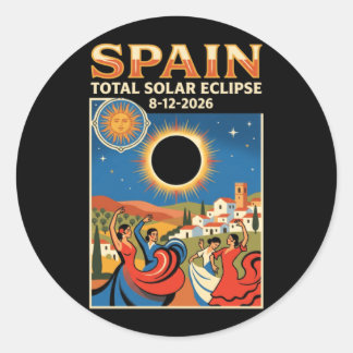 Spain Total Solar Eclipse 2026 August 12 Astronomy Classic Round Sticker