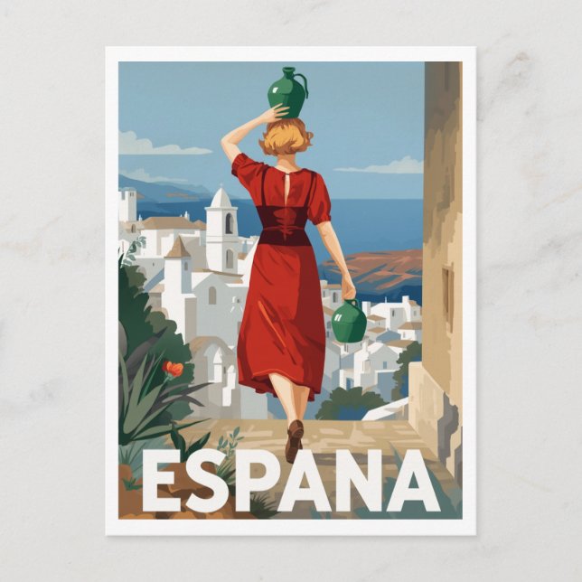 Spain Travel Poster: Andalusian Village Woman Postcard (Front)