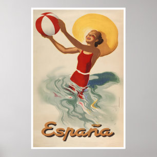 Spain Travel Poster Spanish Art Beach Print