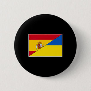 Spain Ukraine Flag Spanish Ukrainian Support Citiz 6 Cm Round Badge