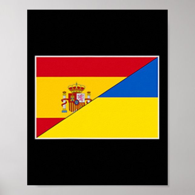 Spain Ukraine Flag Spanish Ukrainian Support Citiz Poster (Front)