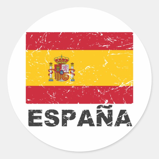 Spain Vintage Flag Classic Round Sticker (Front)