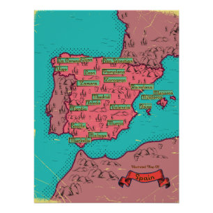 Spain Vintage old map Poster