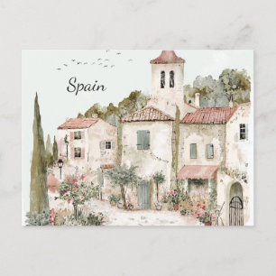 Spain Vintage Watercolor Spanish Countryside Postcard