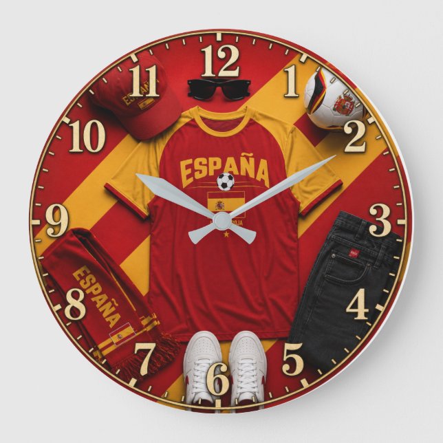 Spain World Cup soccer team Large Clock (Front)