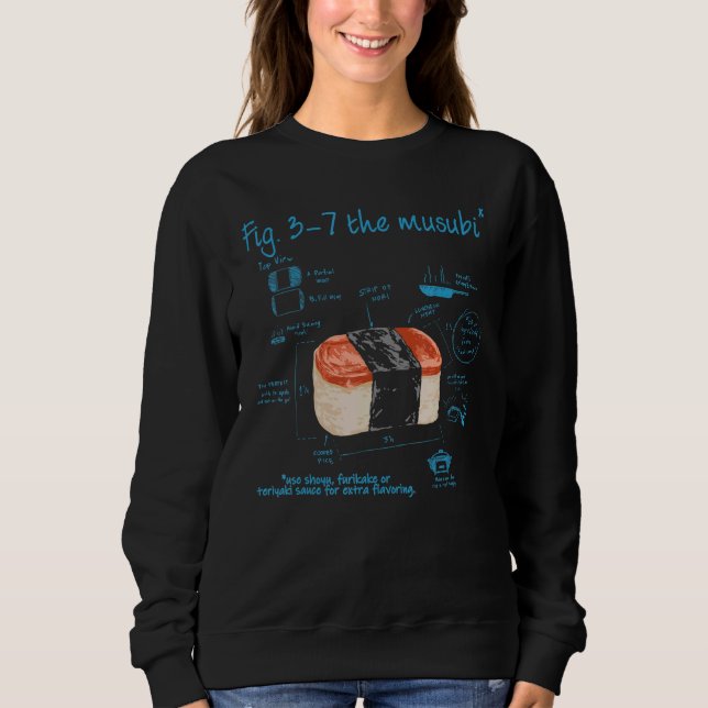 Spam Musubi Food Instruction Diagram Japanese Hawa Sweatshirt (Front)