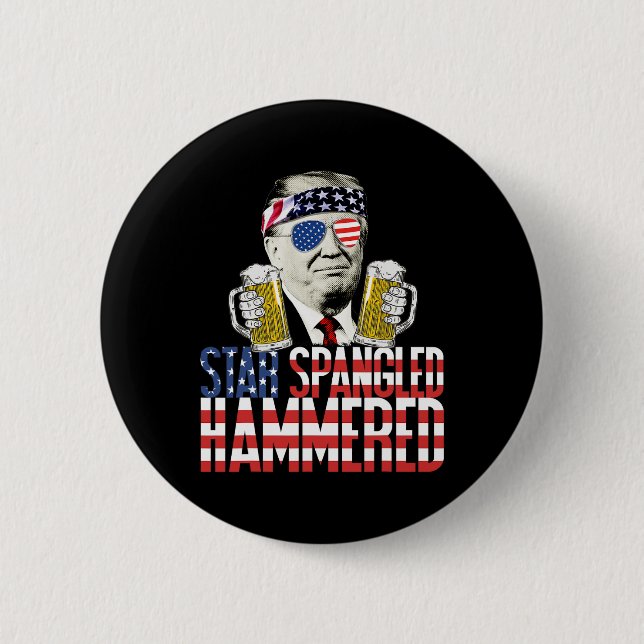 Spangled Hammered President Donald Trump Beer Love 6 Cm Round Badge (Front)