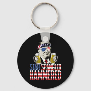Spangled Hammered President Donald Trump Beer Love Key Ring