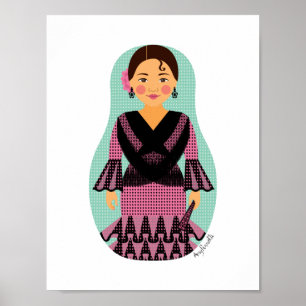 Spaniard Pink Dress Matryoshka Poster