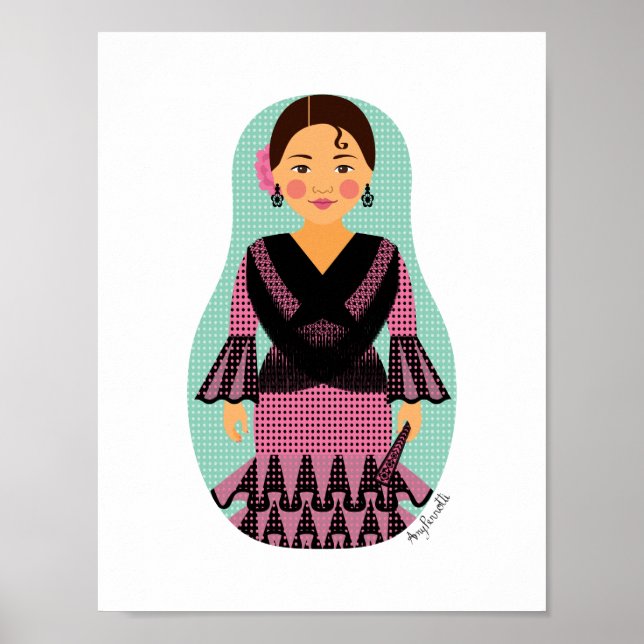 Spaniard Pink Dress Matryoshka Poster (Front)