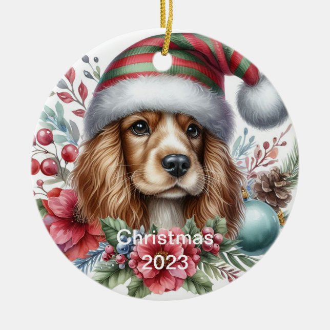 Spaniel Christmas Ornament (Front)
