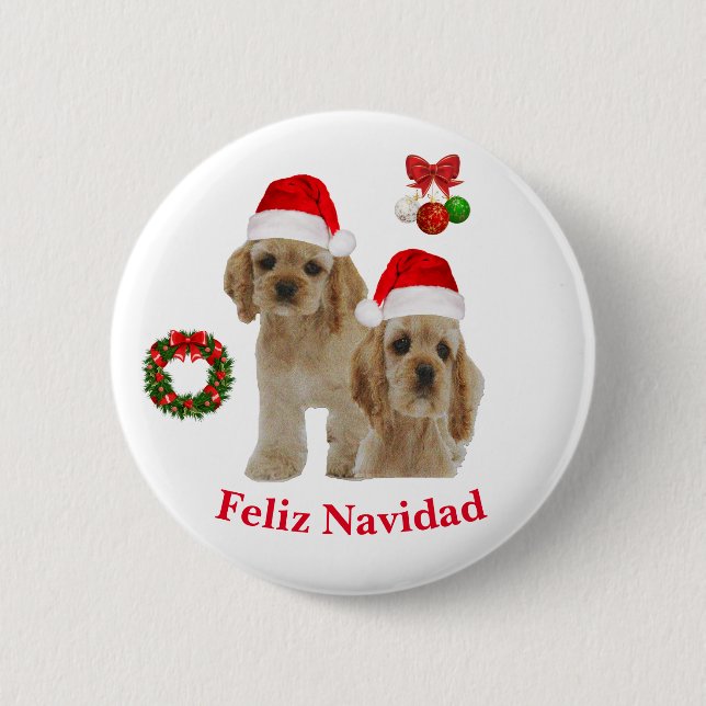 Spaniel Cocker Feliz Navidad 6 Cm Round Badge (Front)