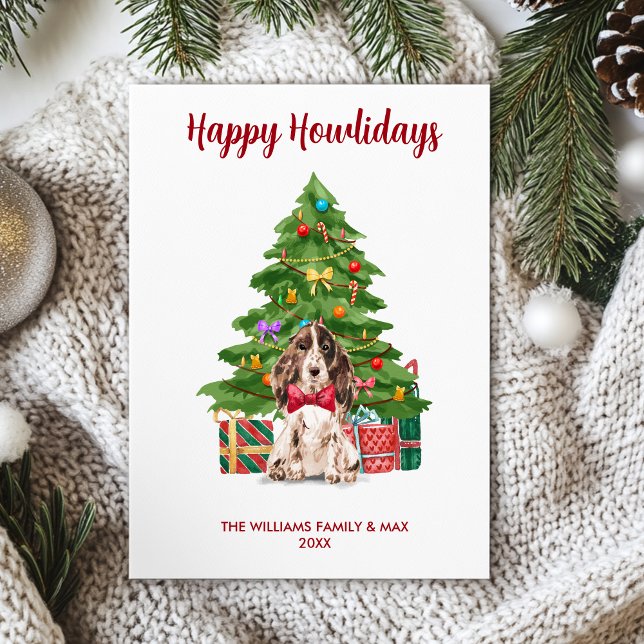 Spaniel Dog Family Christmas Holiday Card (Creator Uploaded)