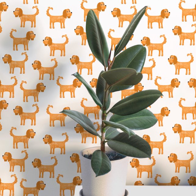 Spaniel Dog Pattern Wallpaper (Cute Cavalier King Charles Spaniel dog peel and stick wallpaper)