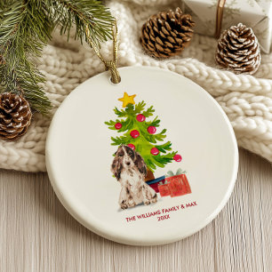 Spaniel Dog Personalised Christmas Ceramic Ornament