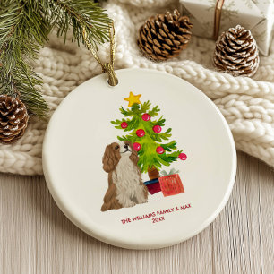 Spaniel Dog Personalised Christmas Ceramic Ornament