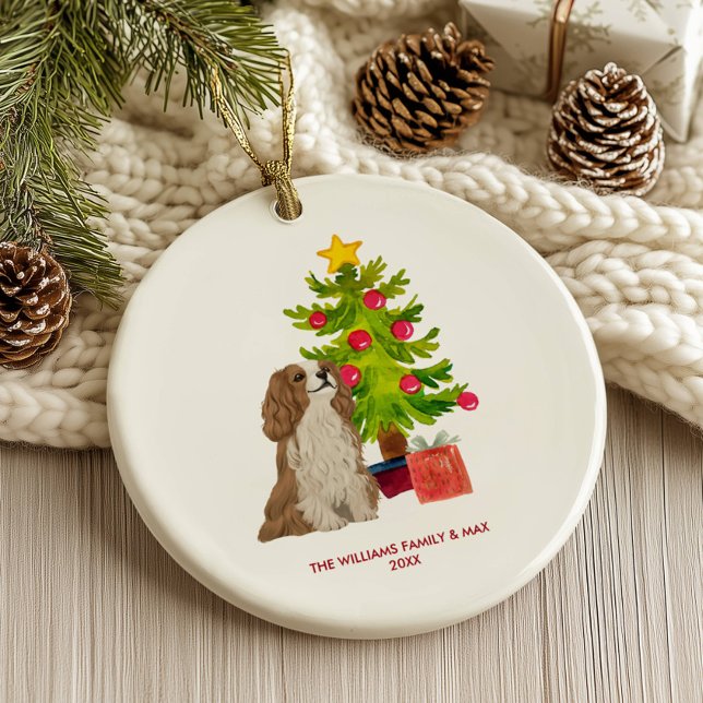Spaniel Dog Personalised Christmas Ceramic Ornament (Creator Uploaded)