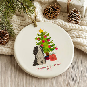 Spaniel Dog Personalised Christmas Ceramic Ornament