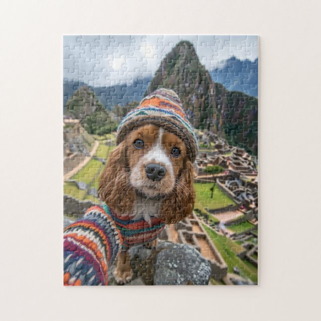 Spaniel In Sweater Machu Picchu Jigsaw Puzzle (Vertical)