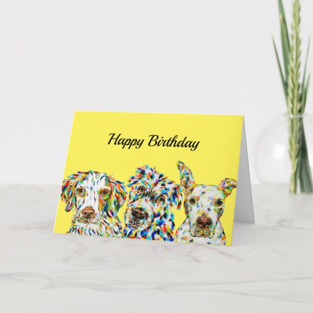 Spaniel Mixed Breed Pitbull Birthday Card (Front)