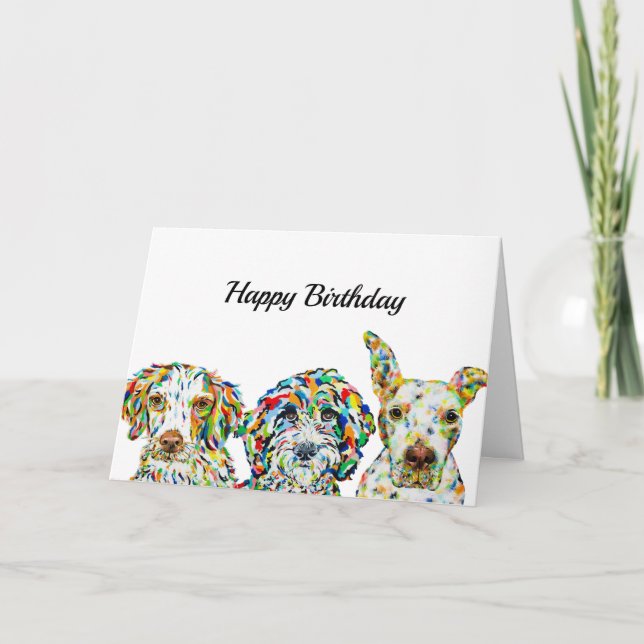 Spaniel Sheepadoodle Pitbull Birthday Card (Front)
