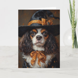 Spaniel Witch Halloween Holiday Card