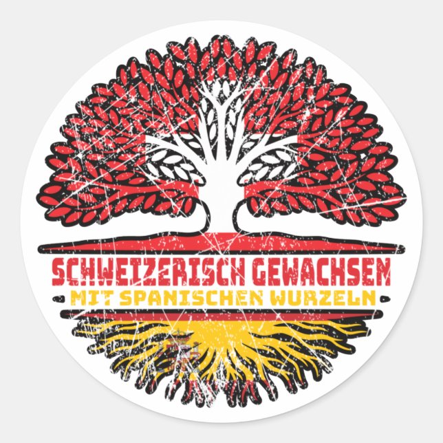 Spanien Spanisch Schweizer Schweiz Baum Wurzel Classic Round Sticker (Front)