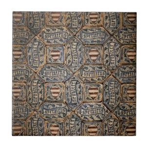 Spanish 15th Century Coat of Arms Ceramic Tile